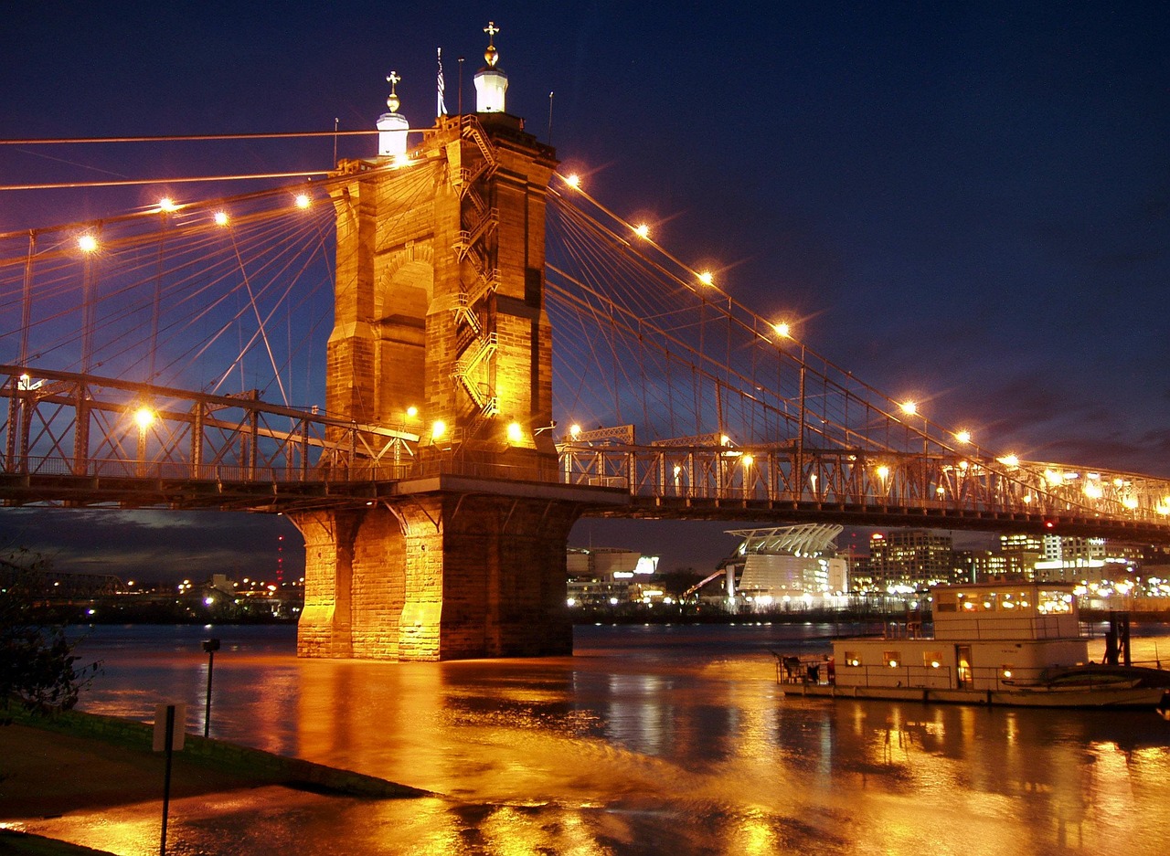 suspension bridge, ohio river, cincinnati, ohio, covington, kentucky, john a roebling suspension bridge, night, lighting, illuminated, city, flow, cincinnati, cincinnati, cincinnati, cincinnati, cincinnati, ohio, kentucky, kentucky, kentucky, kentucky
